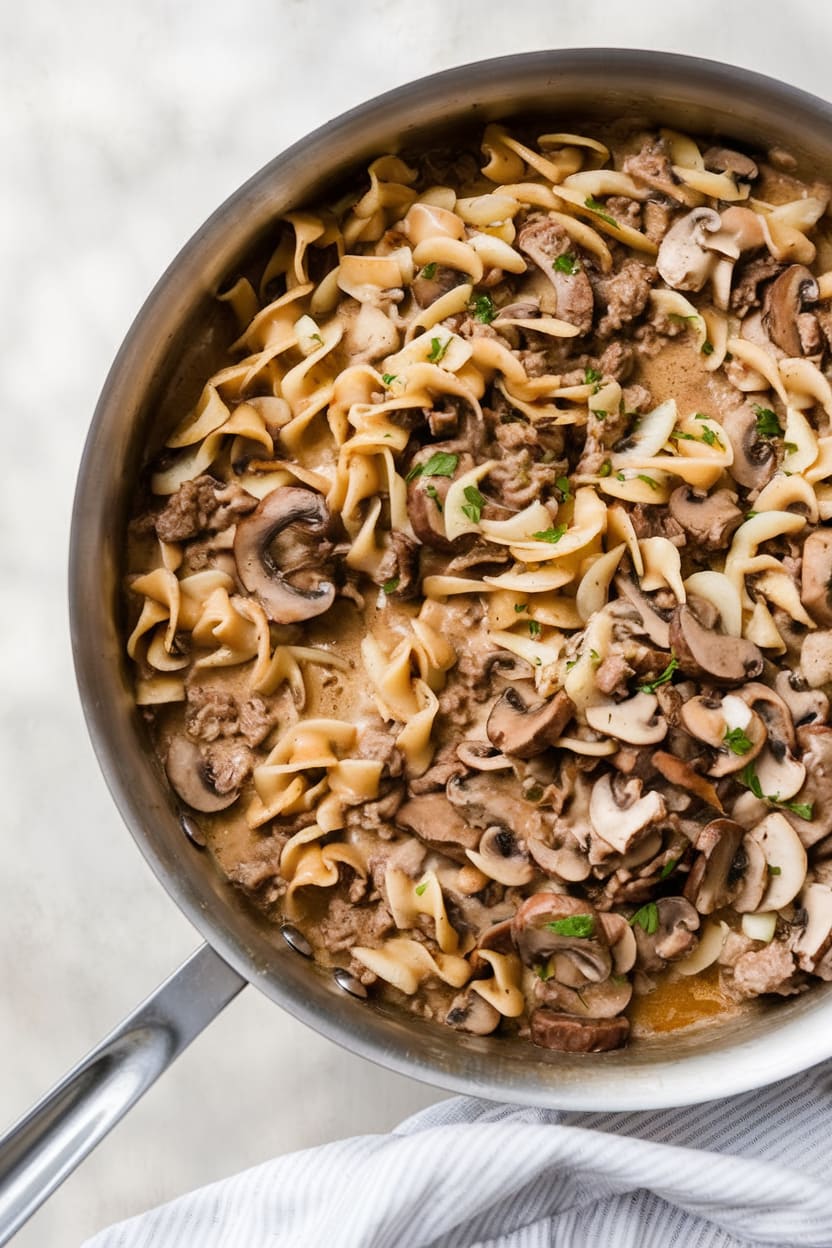 30 Minute Skillet Ground Beef Stroganoff