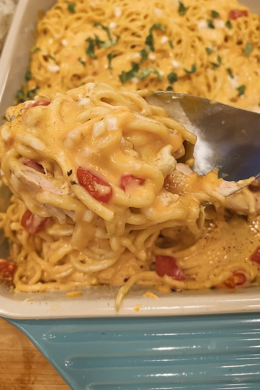 Chicken Spaghetti with Rotel and Velveeta