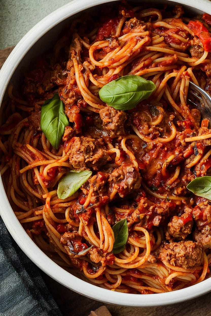 Easy One-Pot Spaghetti with Meat Sauce