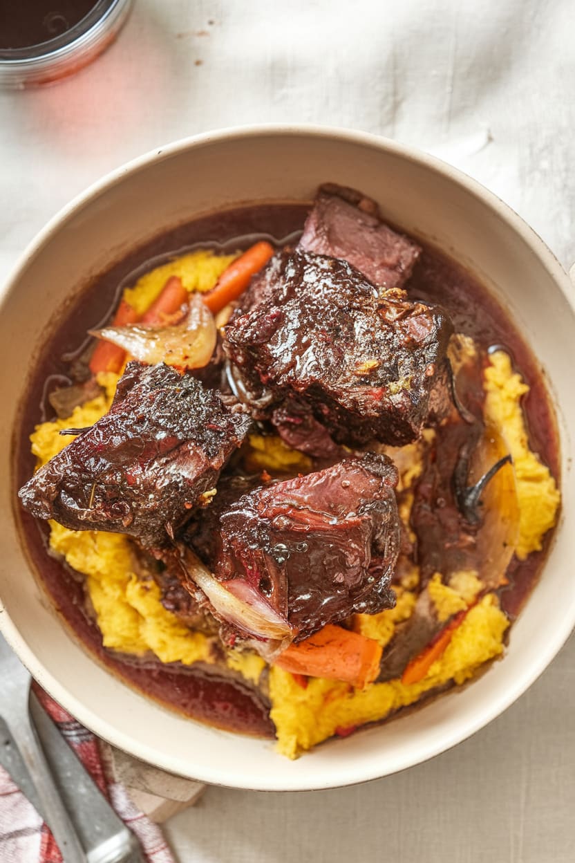 Red Wine Braised Short Ribs in Dutch Oven