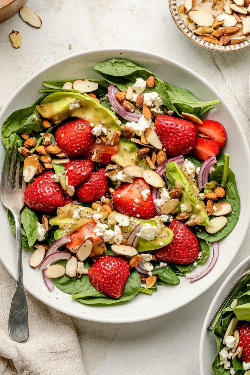 Spinach Strawberry Salad with Balsamic Poppy Seed Dressing