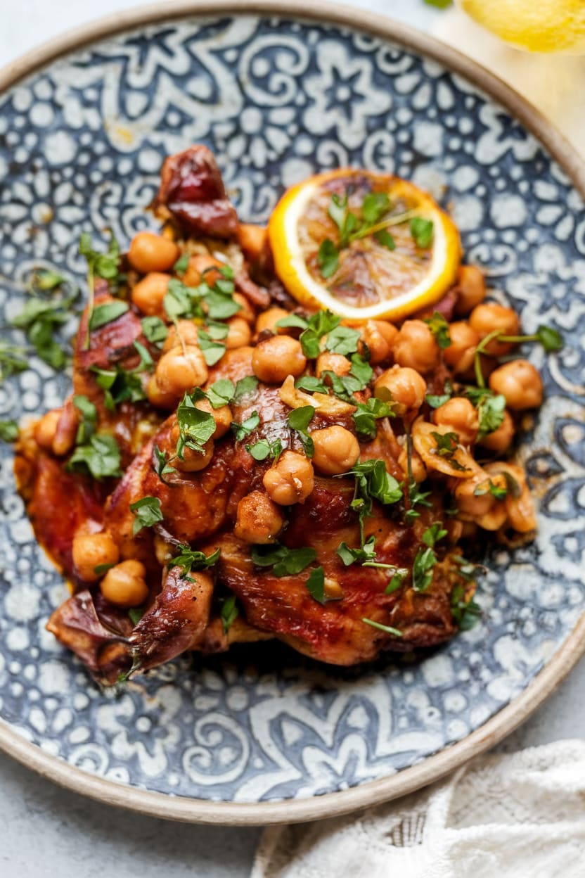 One Pan Moroccan Chicken and Chickpeas