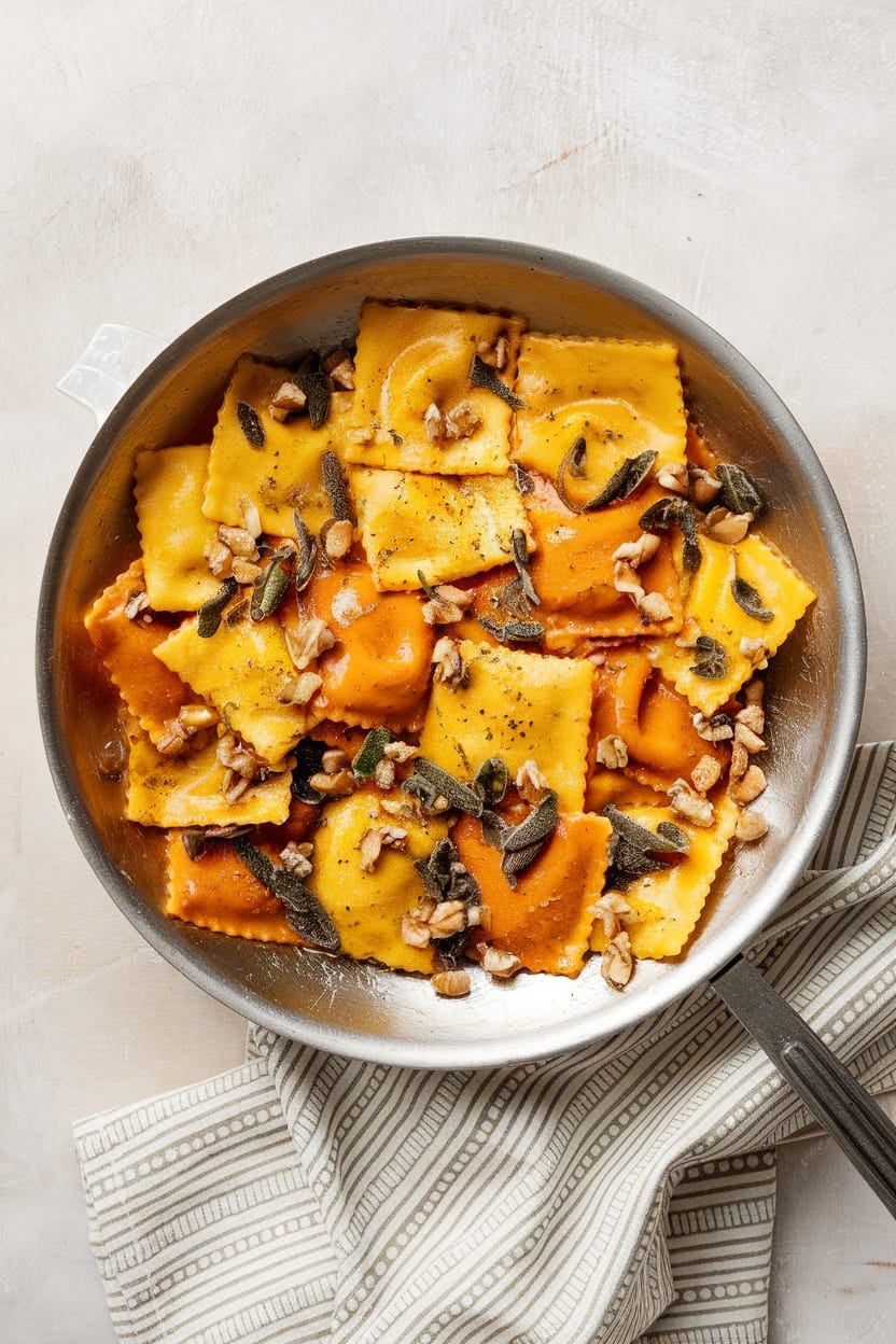 Pumpkin Ravioli with Brown Butter and Sage