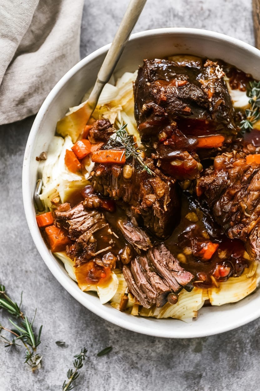 Red Wine Braised Short Ribs in Dutch Oven