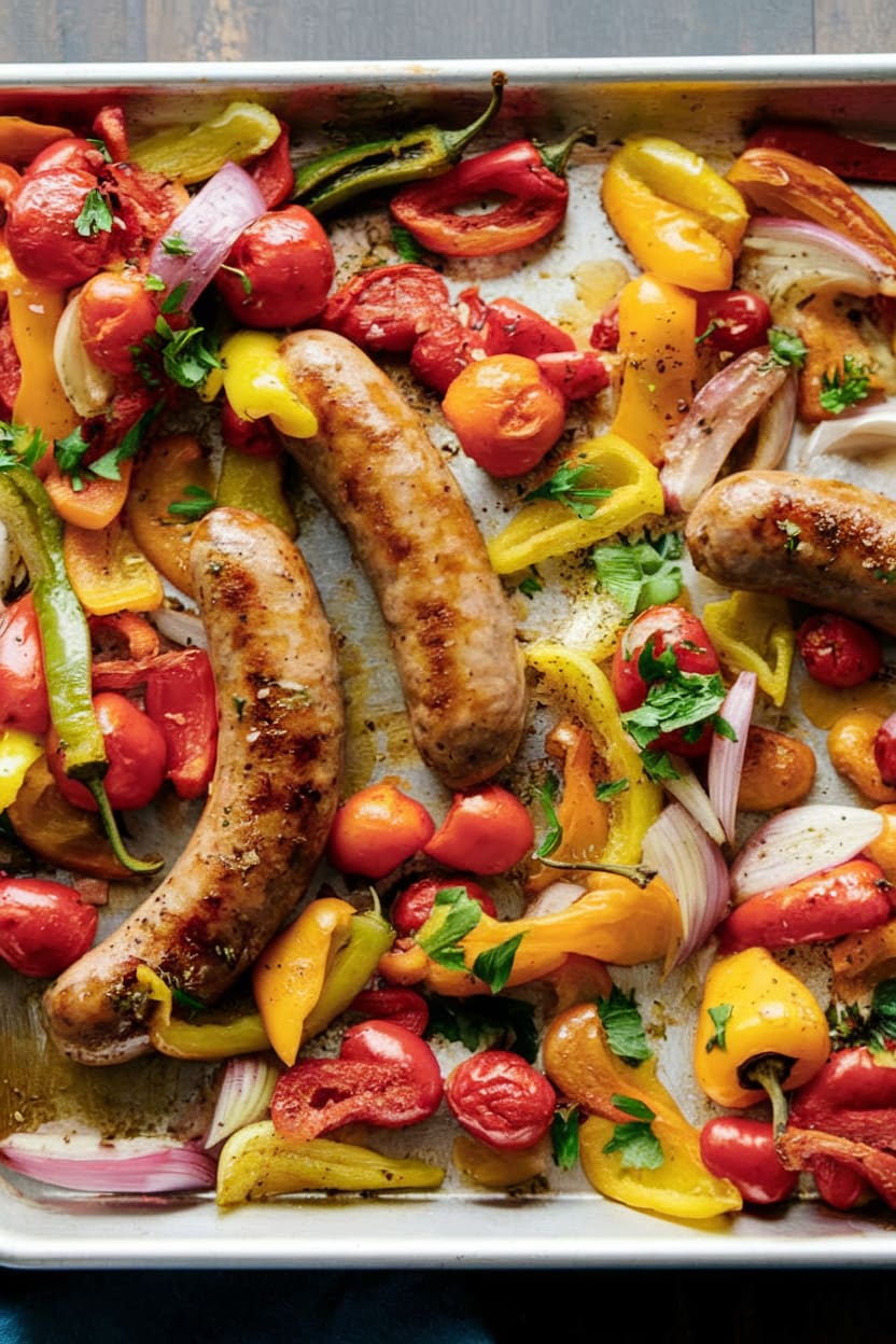 Sheet Pan Sausage and Peppers