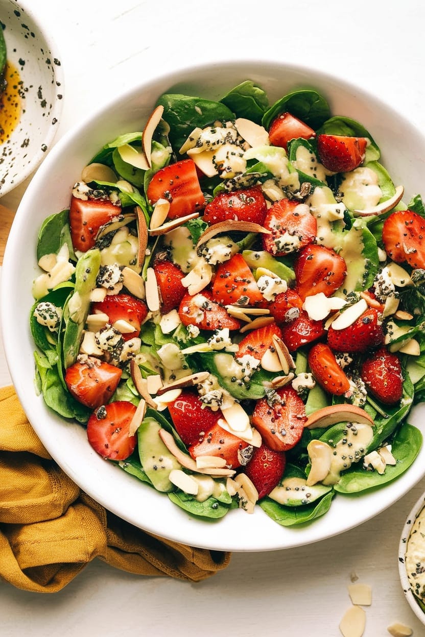 Spinach Strawberry Salad with Balsamic Poppy Seed Dressing