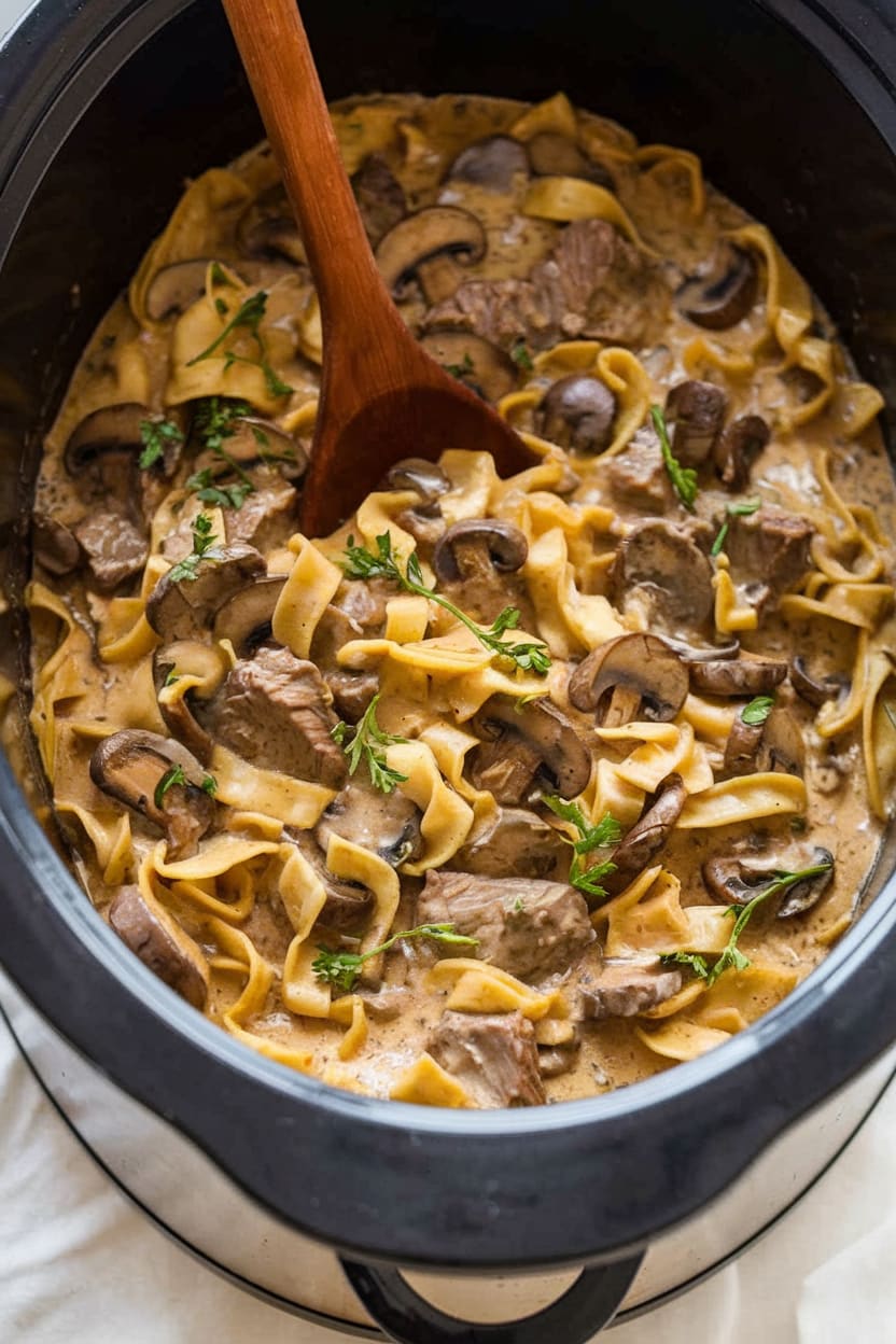 Slow Cooker Beef Stroganoff