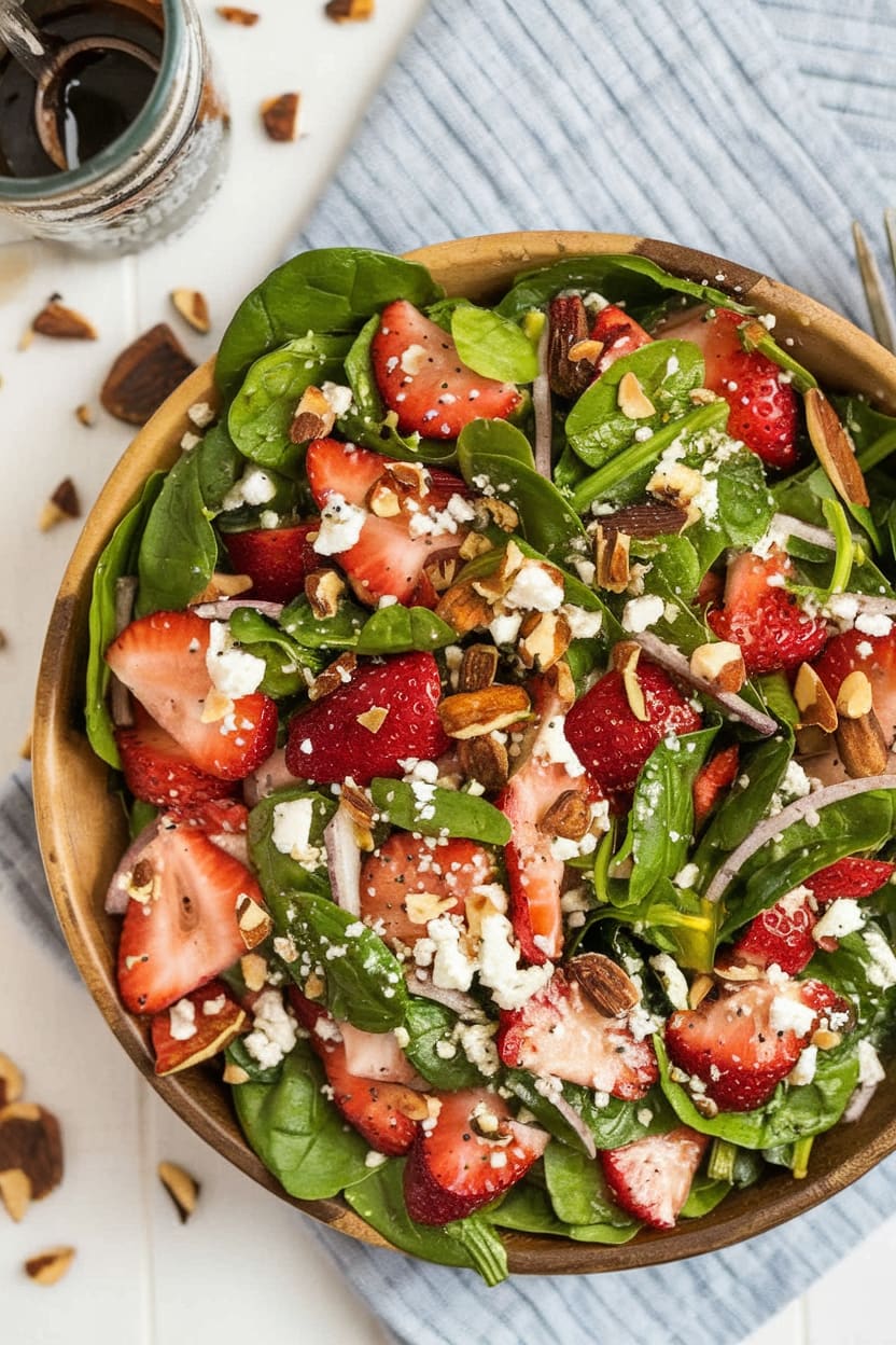 Spinach Strawberry Salad with Balsamic Poppy Seed Dressing
