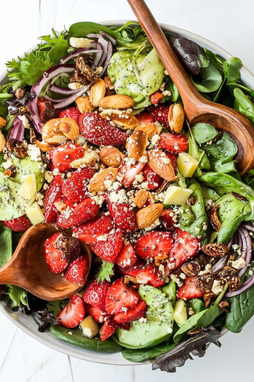 Spinach Strawberry Salad with Balsamic Poppy Seed Dressing