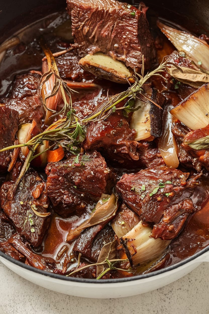 Red Wine Braised Short Ribs in Dutch Oven