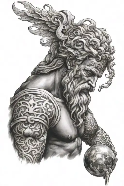 zeus and cosmic arm tattoo