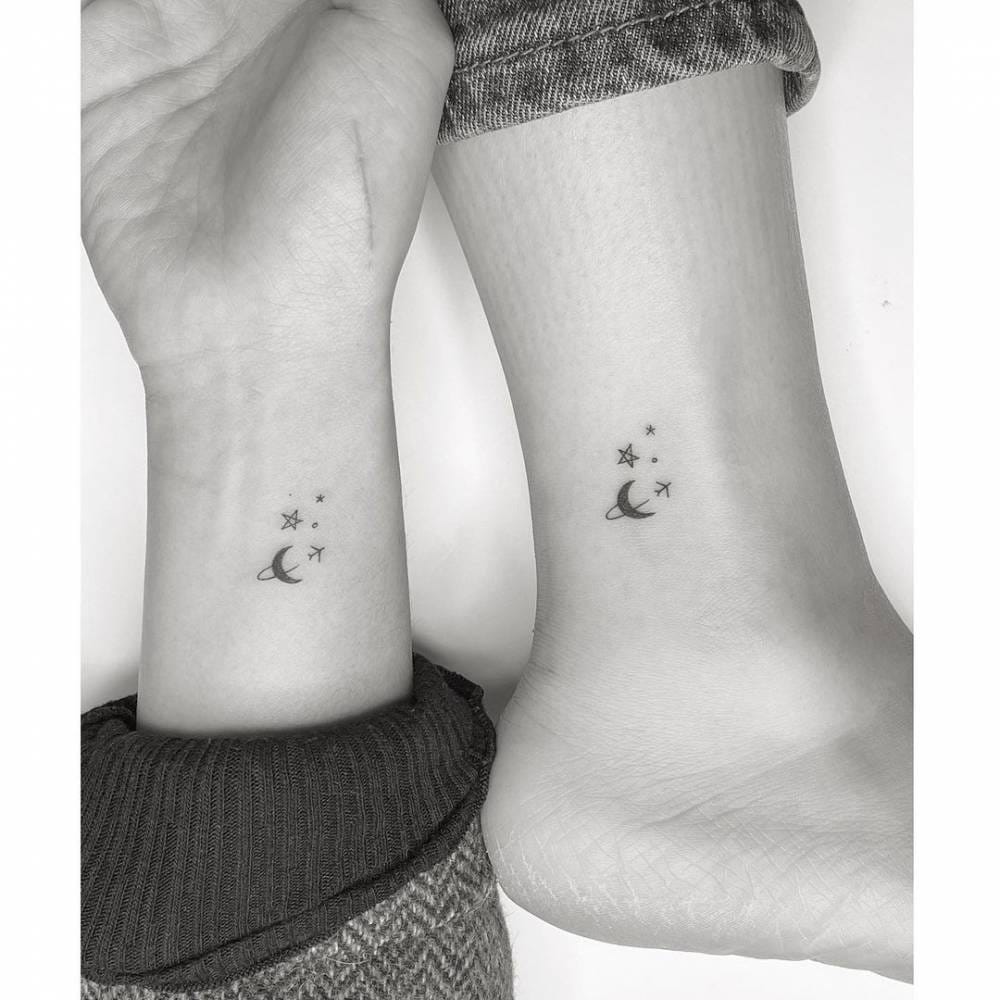 airplane and stars tattoo