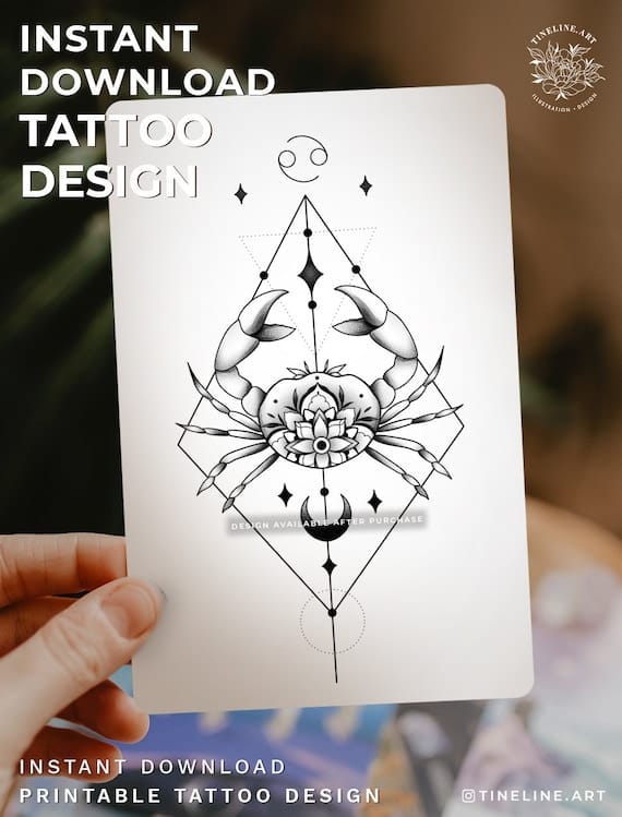 geometric mandala crab tattoo