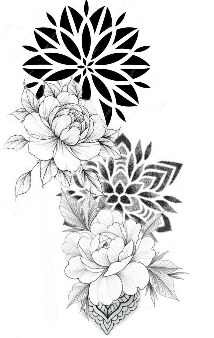 geometric floral mandala tattoo