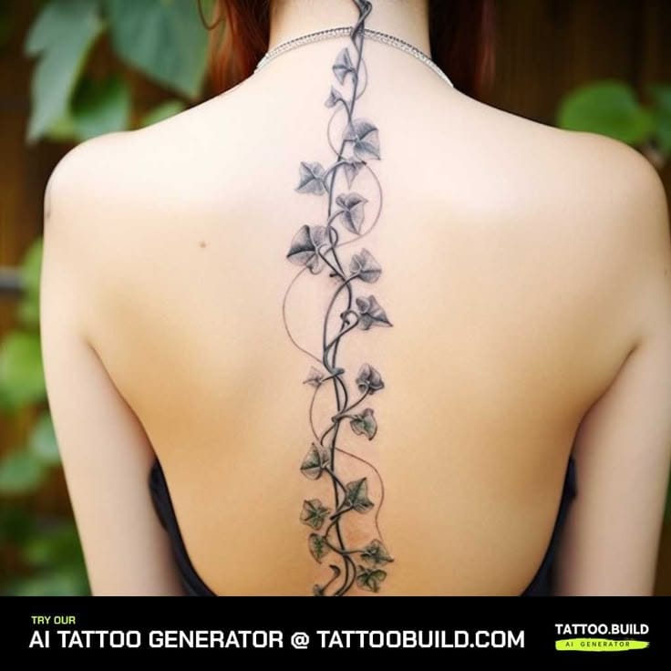 spine running ivy tattoo