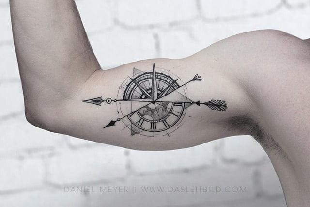 men's inner compass tattoo