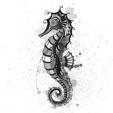 abstract seahorse tattoo