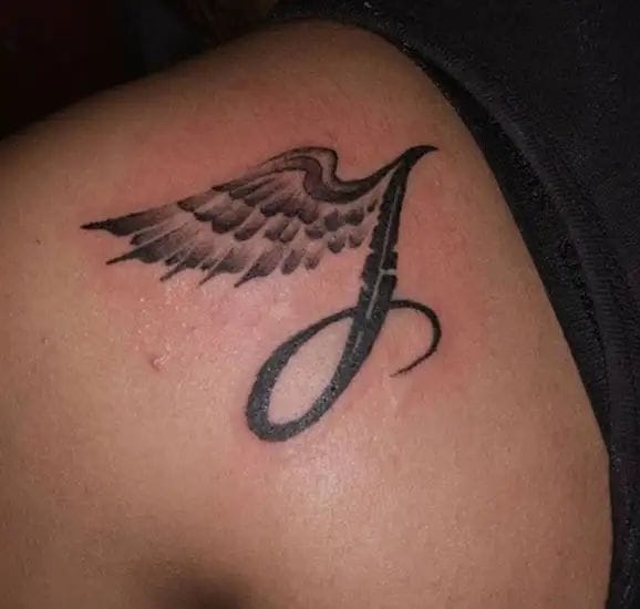back shoulder j tattoo