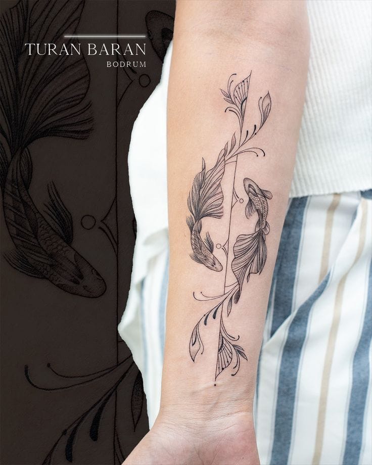 fineline koi tattoo