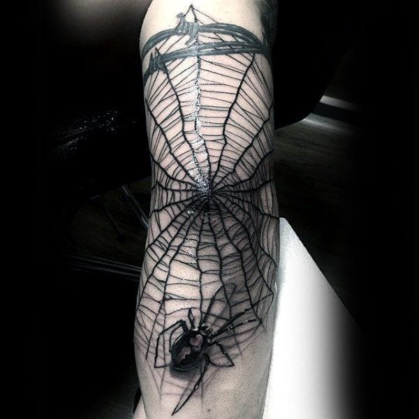 geometric spider web tattoo