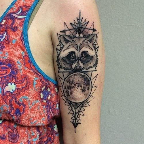 moon raccoon tattoo