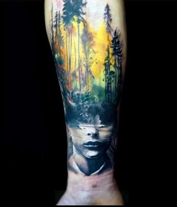 double exposure j tattoo