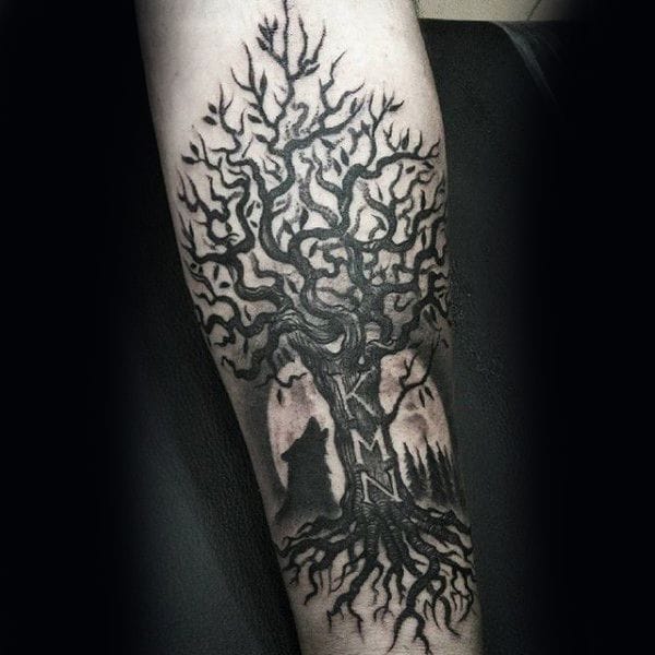 men's inner tree tattoo