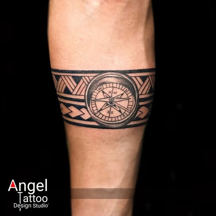 compass armband tattoo