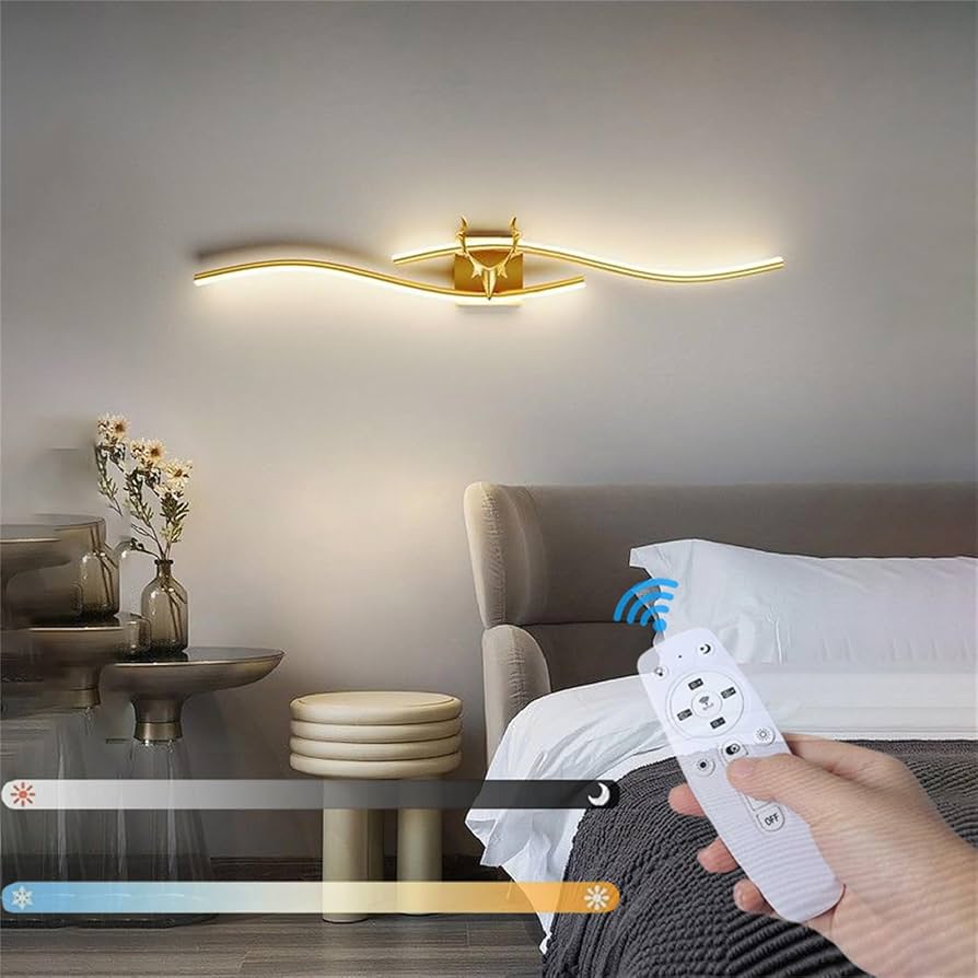 living room with wall lamps with remote control dimmers