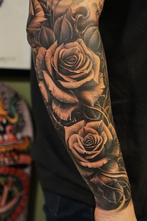 floral cloud sleeve tattoo