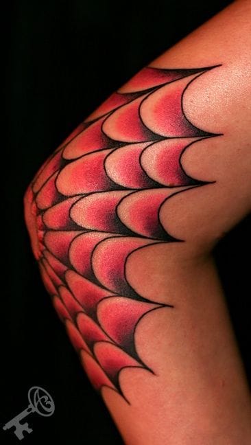 colorful spider web tattoo