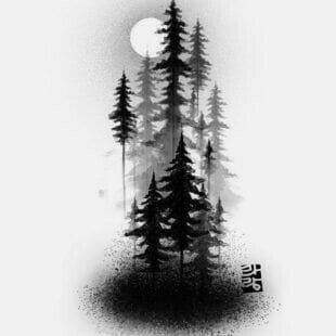 outline forest tattoo