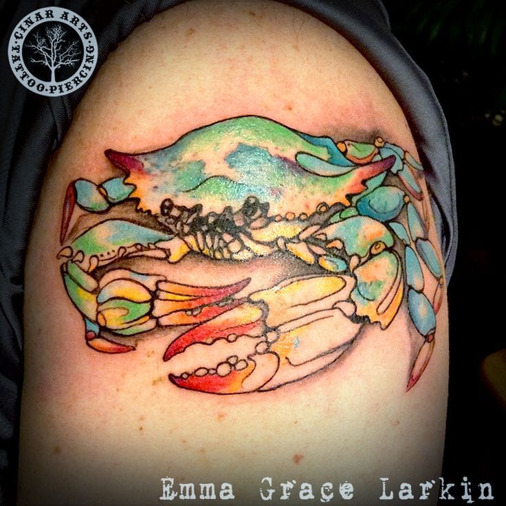 watercolor crab tattoo