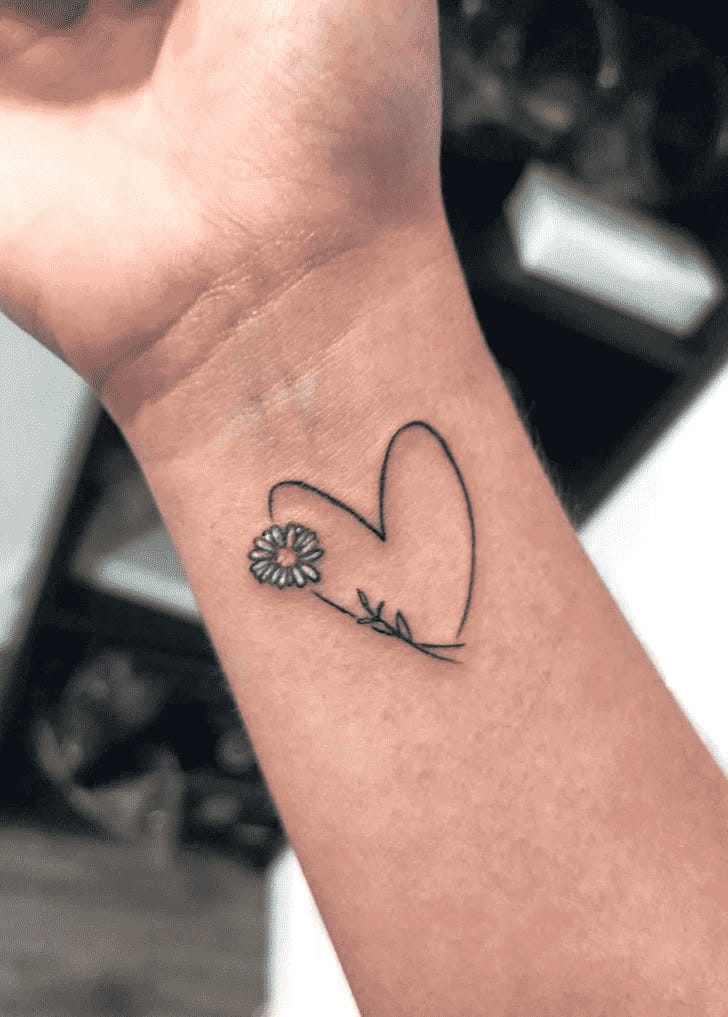 heart daisy tattoo
