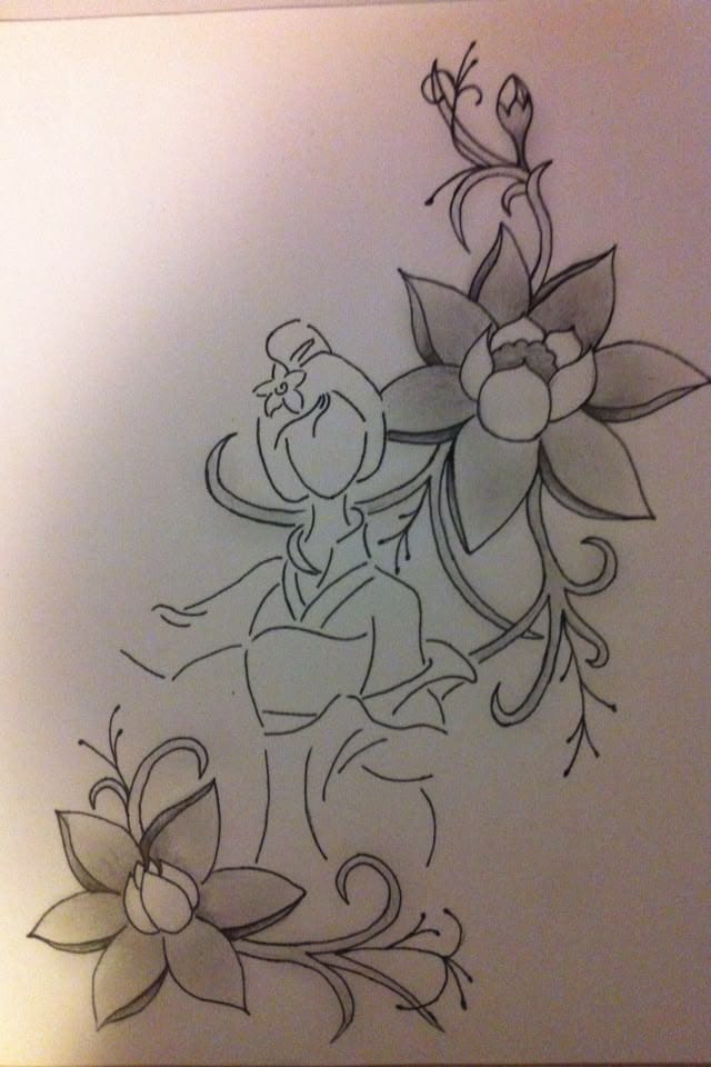 mulan with peony tattoo