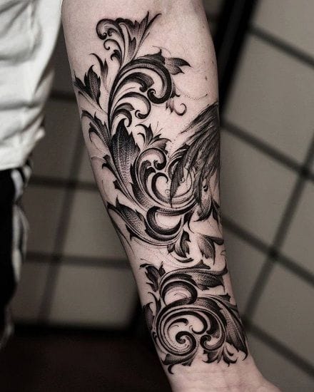 floral baroque tattoo
