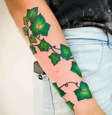 colored leaf ivy tattoo