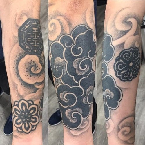 cartoon cloud sleeve tattoo