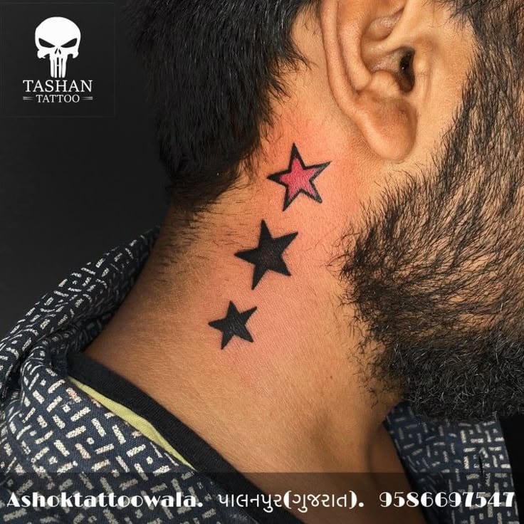 neck star tattoo