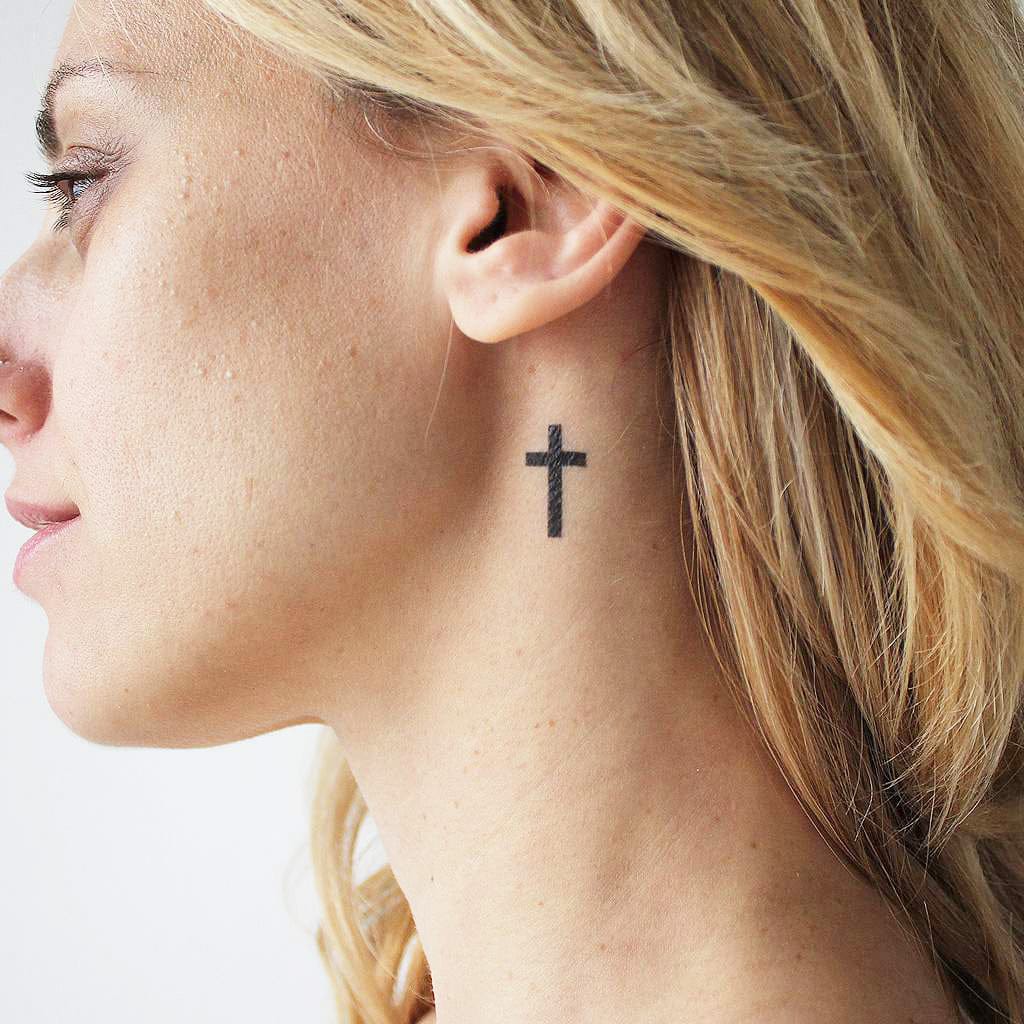 cross neck tattoo