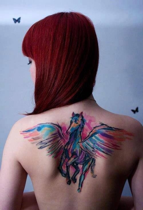 watercolor pegasus tattoo