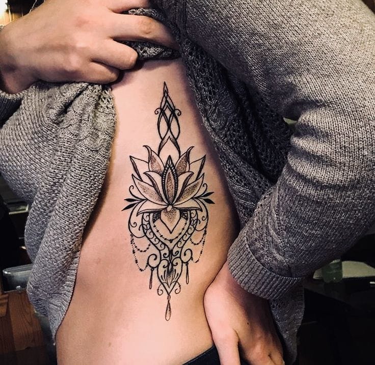 side floral mandala tattoo