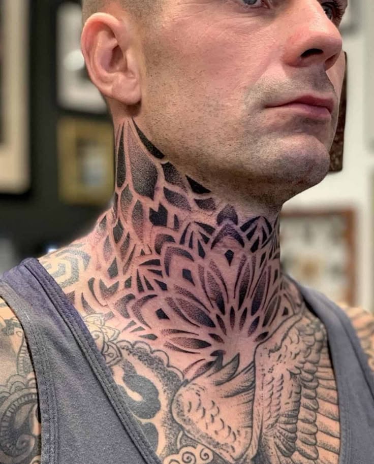 mandala neck tattoo