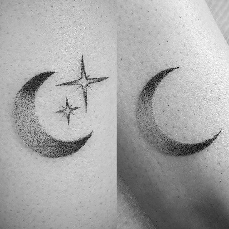 dotwork moon tattoo