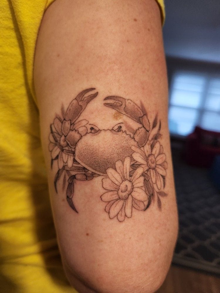 flower crab tattoo
