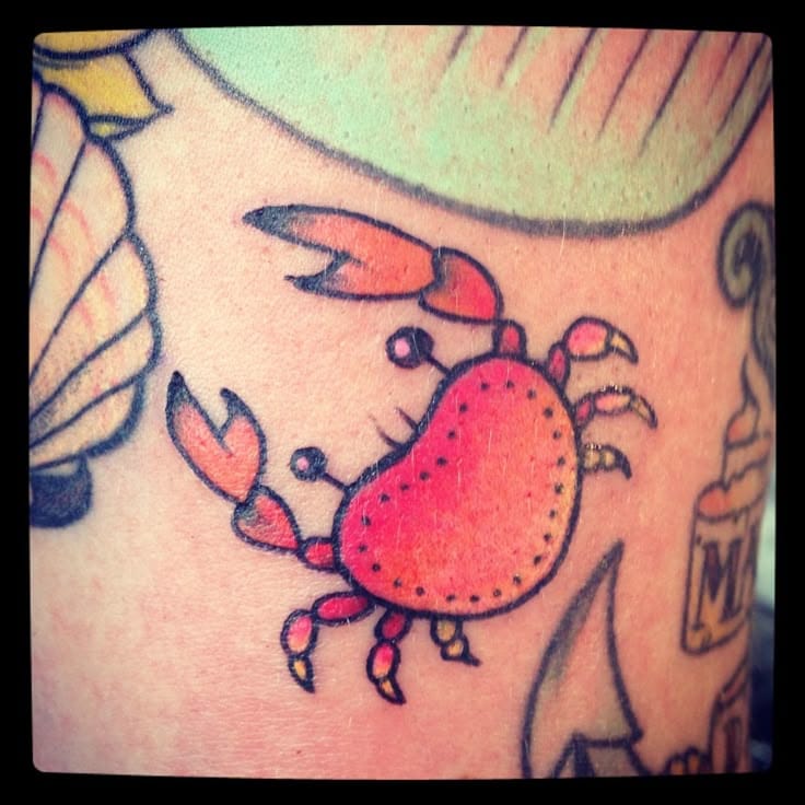 heart crab tattoo