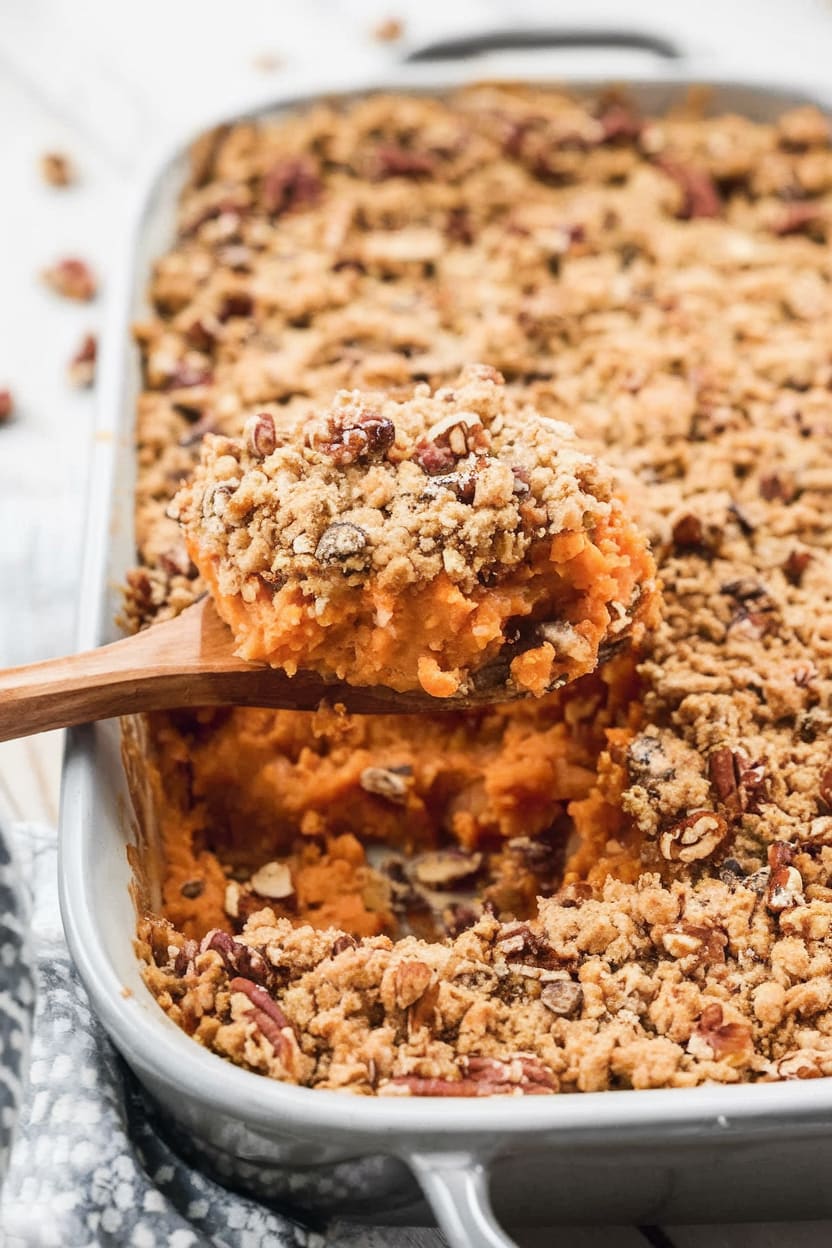 Sweet Potato Casserole with Pecan Streusel