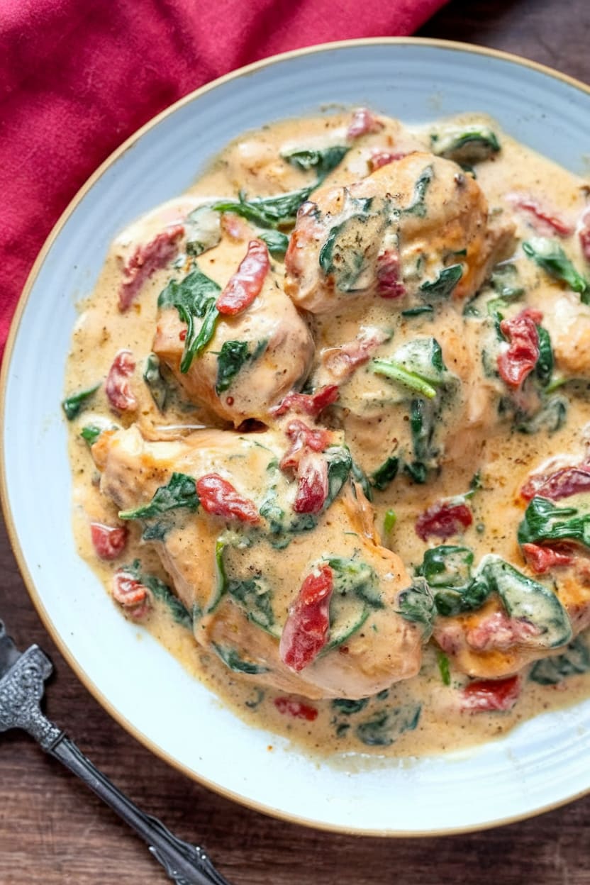 Slow Cooker Creamy Tuscan Chicken