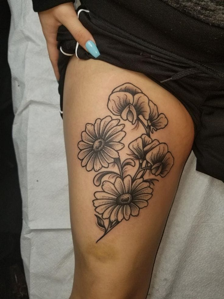 thigh sweet pea tattoo