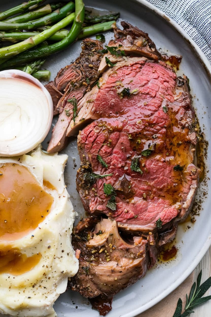 Prime Rib with Garlic Herb Butter